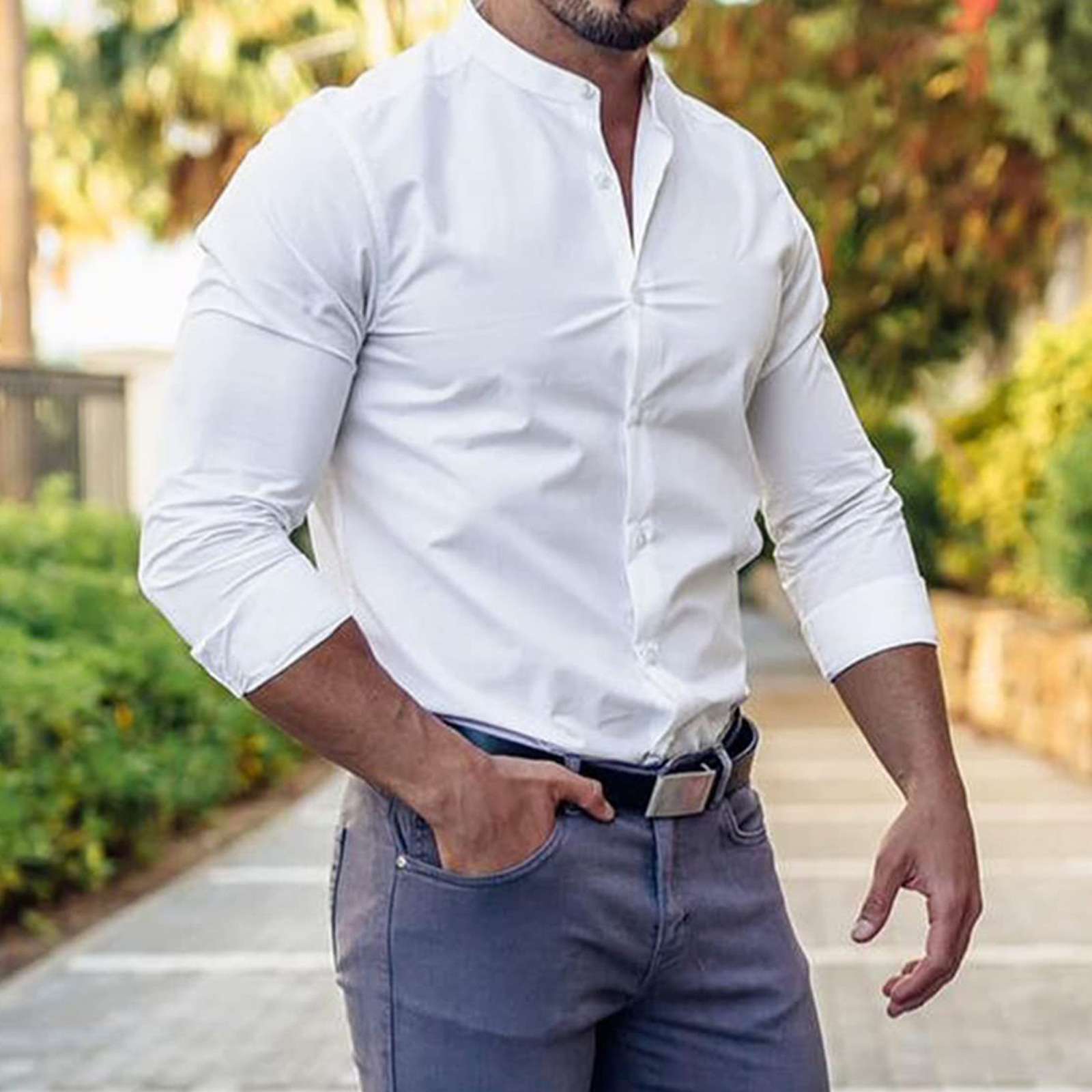 Chemise homme décontracté à manches longues